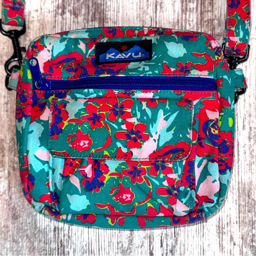 Kavu Red and Blue Crossbody Bag with Adjustable‎ Strap